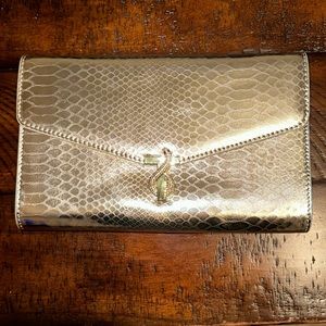 Gold Ted Baker Snake T Envelope Bag NWT